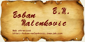 Boban Malenković vizit kartica